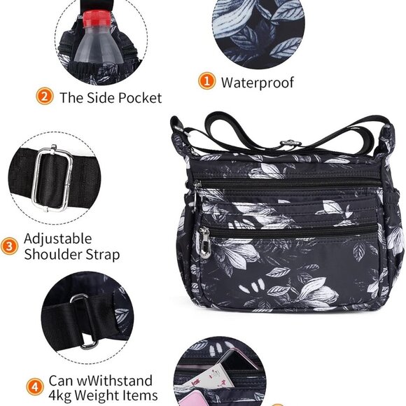 Shoulder Bags for Women Nylon Crossbody Bags Waterproof Lightweight Messenger Pu - Picture 5 of 6